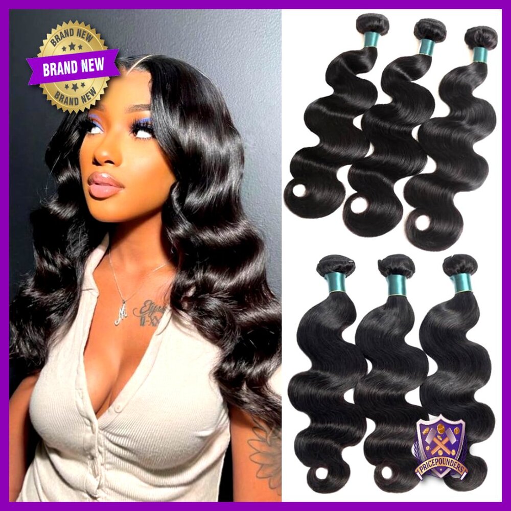 3 Bundles 100% Brazilian Virgin Human Hair Extensions Body Wave Weave